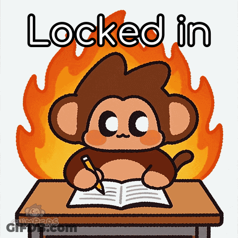 Monkey Sitting At Desk With Locked In GIF
