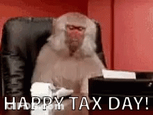 Monkey Sitting In Chair Happy Tax Day GIF
