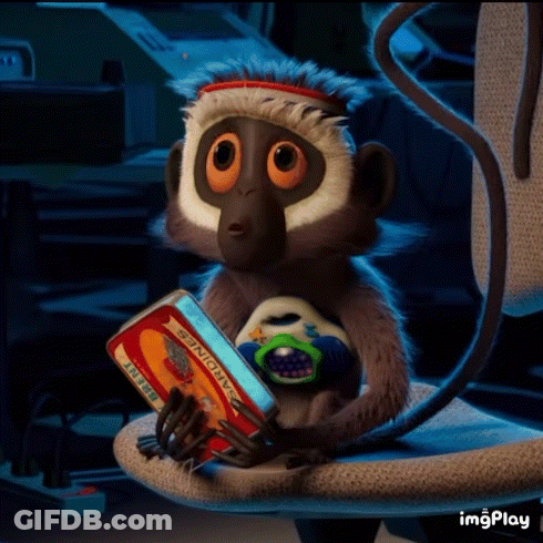 Monkey Sitting In Chair Holding Book Sundays Best GIF