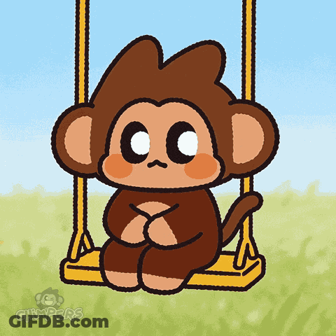 Monkey Sitting On Swing Saying Chimpers GIF