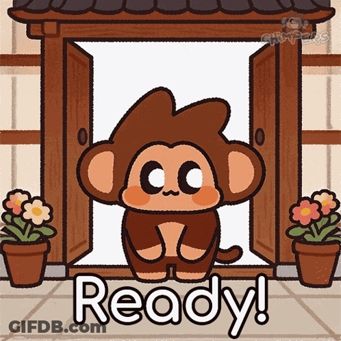Monkey Standing In Front Of Door Saying Ready GIF