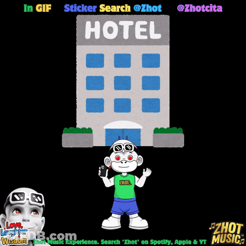 Monkey Standing In Front Of Hotel GIF