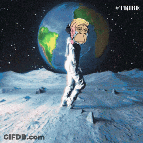Monkey Standing On Moon With Tribe GIF