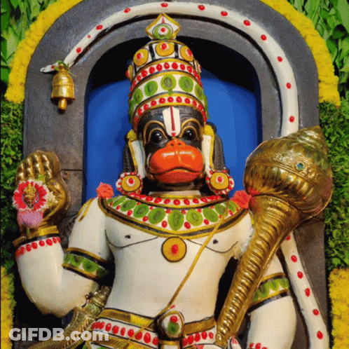 Monkey Statue Wearing Crown Holding Horn GIF