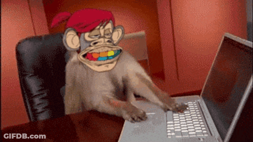 Monkey Typing Business Animation GIF