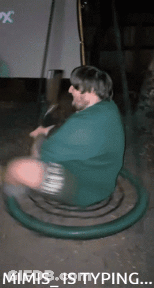 Monkey Typing Fat Guy Spinning GIF