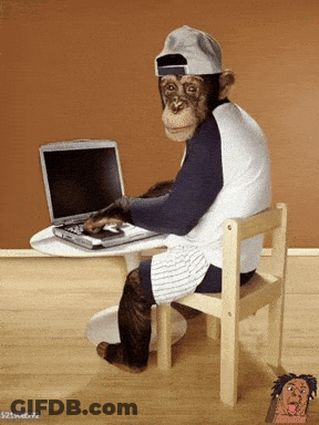 Monkey Typing On Laptop GIF