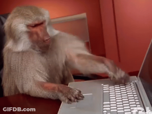 Monkey Typing On Laptop With TM GIF
