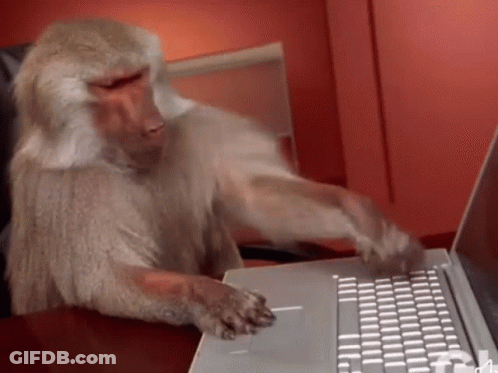Monkey Typing On Laptop With TM GIF