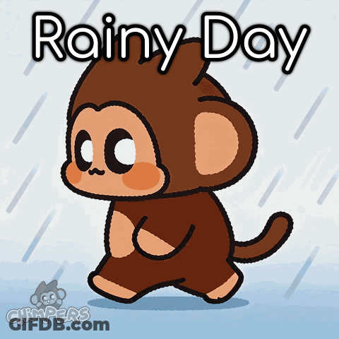 Monkey Walking In Rain Saying Rainy Day GIF