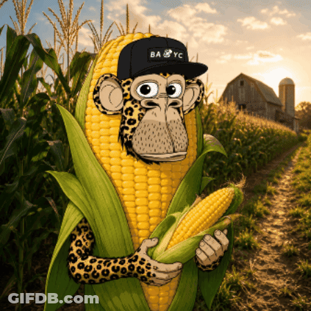 Monkey Wearing Backwards Hat Holding Corn Cob GIF