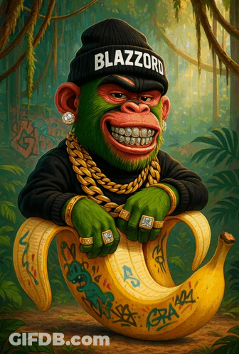 Monkey Wearing Beanie That Says Blazzard GIF