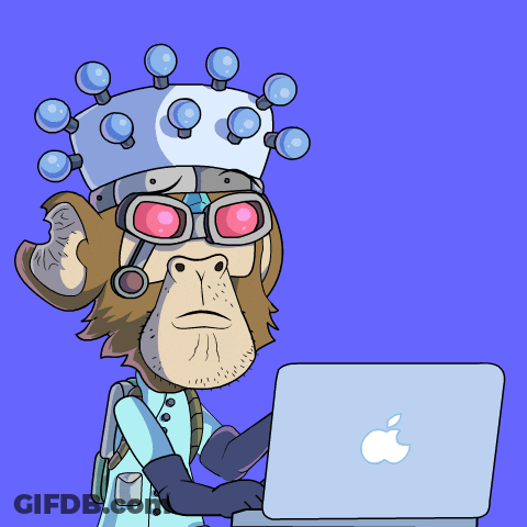 Monkey Wearing Glasses And Hat Using Apple Laptop GIF