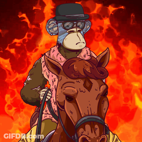 Monkey Wearing Hat And Glasses Riding Horse GIF
