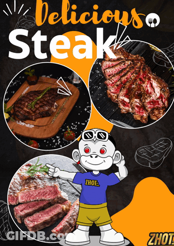 Monkey Wearing Hot Shirt Advertising Steak GIF