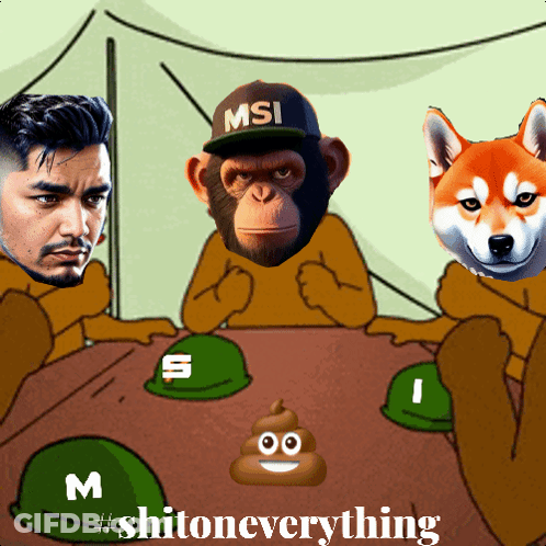 Monkey Wearing MSI Hat With Two Men GIF
