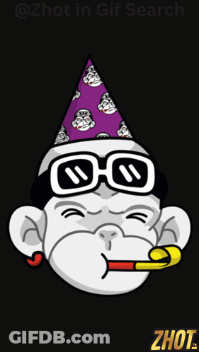 Monkey Wearing Party Hat GIF