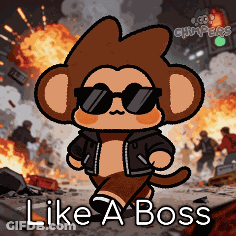 Monkey Wearing Sunglasses And Jacket Saying Like A Boss GIF