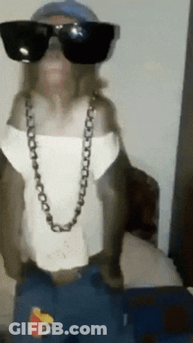 Monkey Wearing Sunglasses Chain And Hat GIF