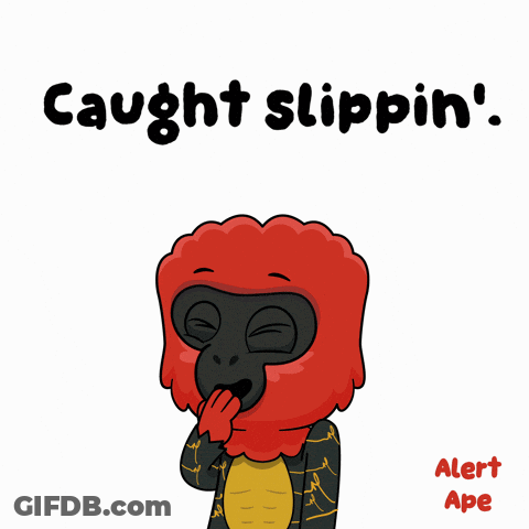 Monkey With Caught Slippin' Text GIF
