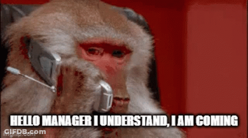Monkey With Headset Saying Hello Manager I Understand I Am Coming GIF