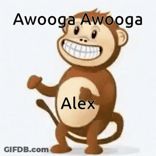 Monkey With Name Alex On Belly GIF