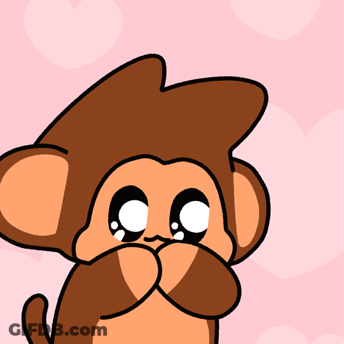 Monkey With Pink Heart In Mouth GIF