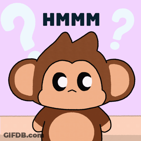 Monkey With Question Mark Saying Hmmm GIF