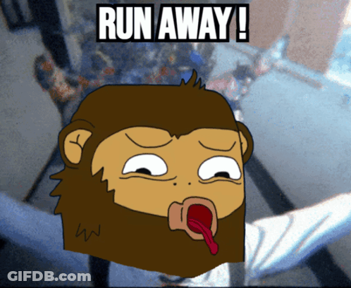 Monkey With Red Tongue Saying Run Away GIF