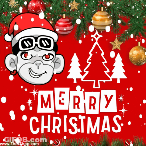 Monkey With Santa Hat And Goggles Christmas GIF