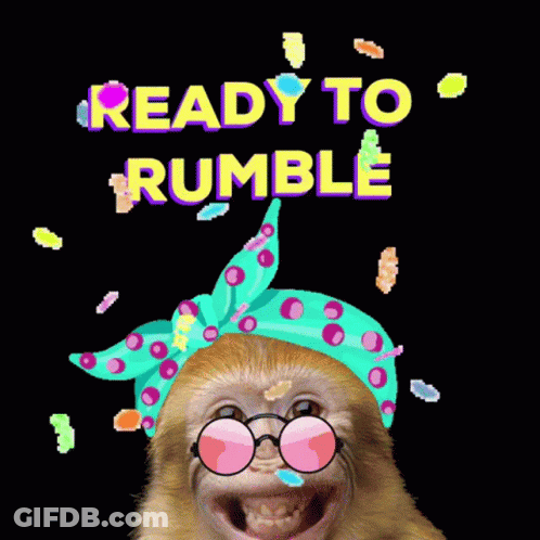 Monkey With Sunglasses And Headband Ready To Rumble GIF