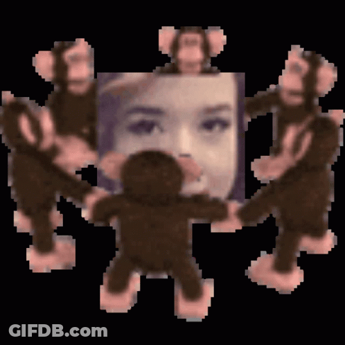 Monkeys Dancing Around Woman's Face GIF