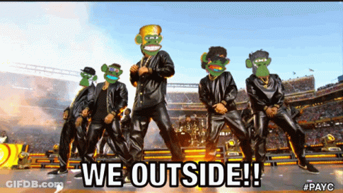 Monkeys Dancing On Stage Saying We Outside GIF