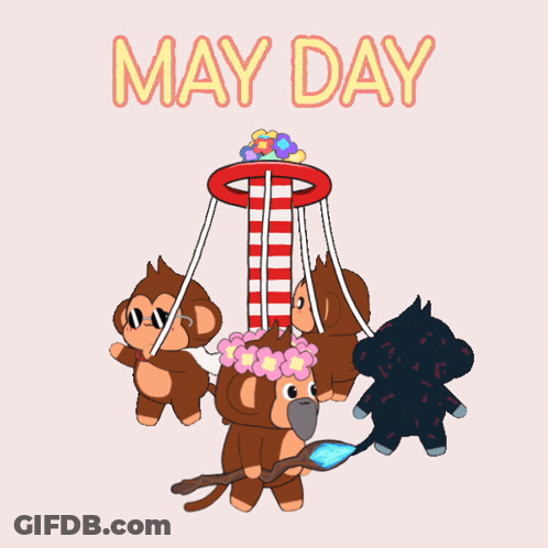 Monkeys On Merry Go Round With May Day GIF
