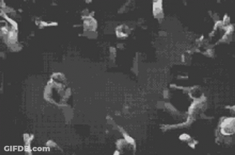 Monochromatic Shot Rowdy Fans In Mosh Pit GIF