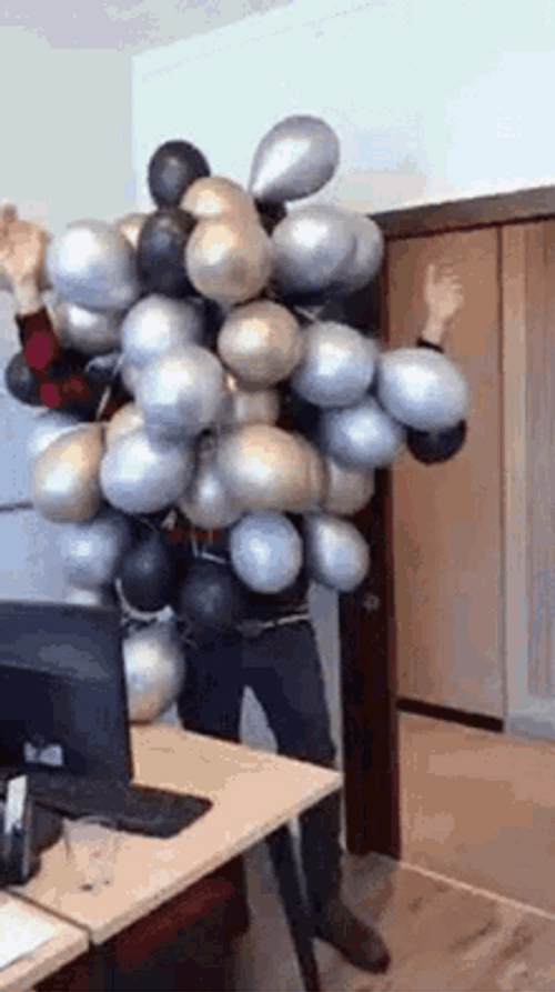 Monochrome Metallic Birthday Balloons GIF