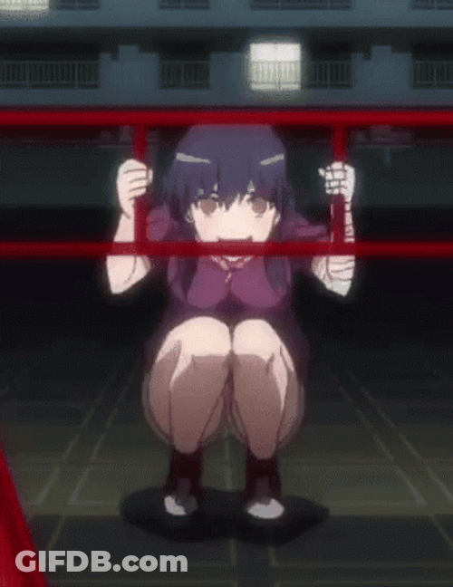 Monogatari Girl Jumping In Excitement GIF
