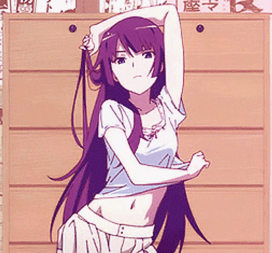 Monogatari Hitagi's Sexy Pose GIF