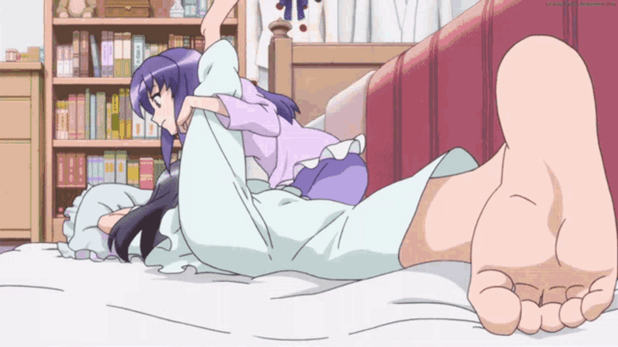 Monogatari Hitagi Senjougahara Stretching And Foot Massage GIF