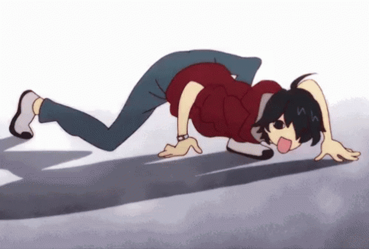 Monogatari Koyomi Araragi's Crawling Pose GIF