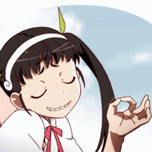 Monogatari Mayoi Closing Her Eyes GIF