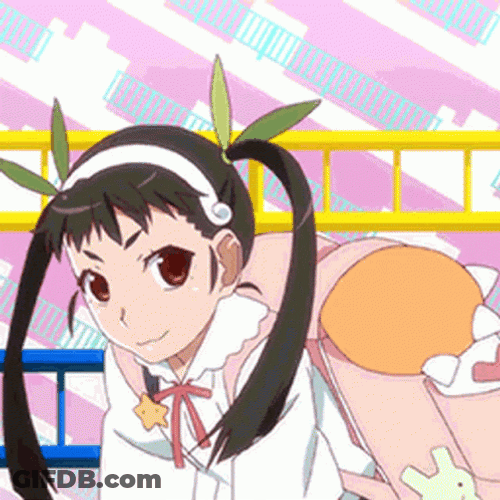 Monogatari Mayoi's Cute Wink Pose GIF