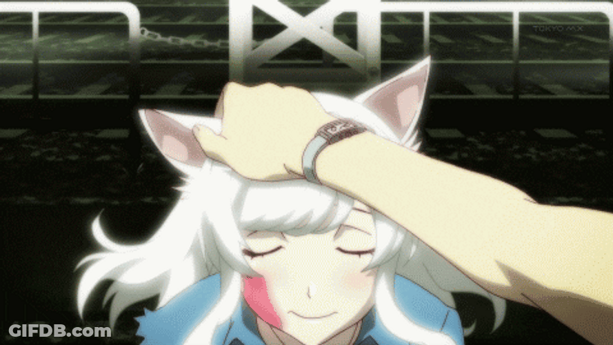 Monogatari Petting Black Hanekawa GIF