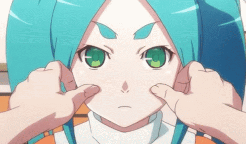 Monogatari Yotsugi Ononoki Getting Pinched GIF