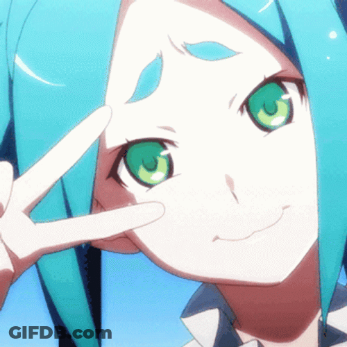 Monogatari Yotsugi Showing Peace Sign GIF