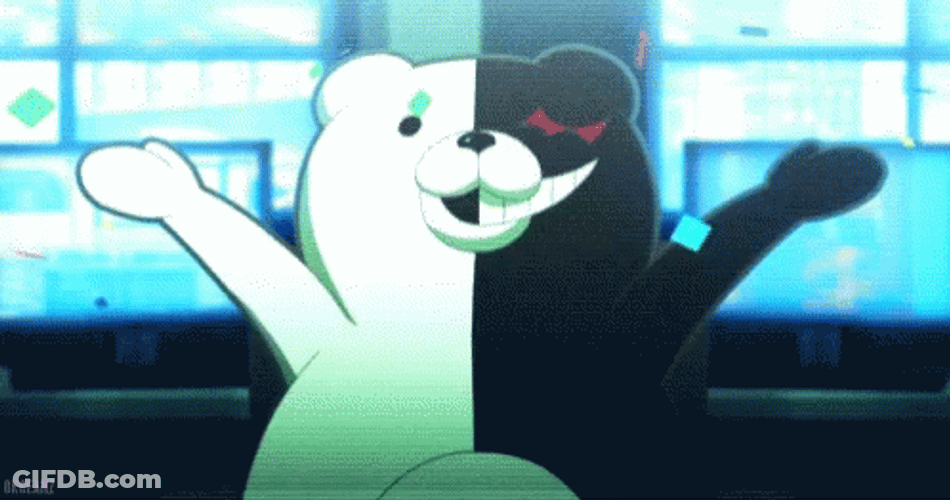 Monokuma And Confetti GIF