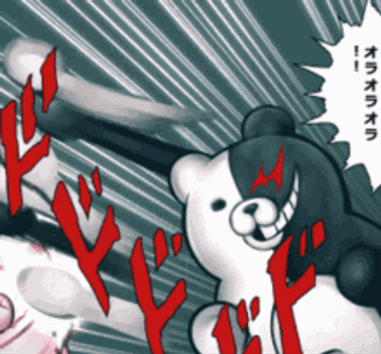 Monokuma Attacking Someone GIF