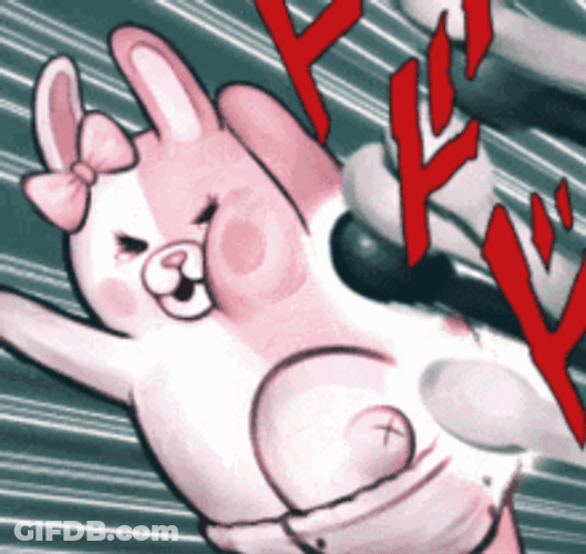 Monokuma Beating Up A Pig GIF