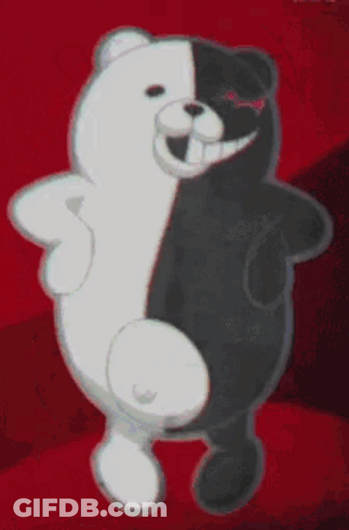 Monokuma Dancing Slowly While Glitching GIF