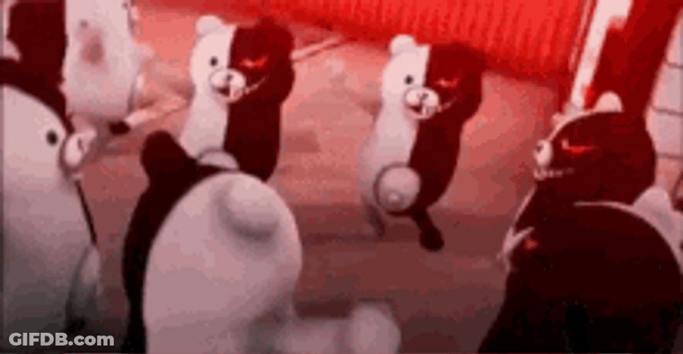 Monokuma Group Dancing Together GIF